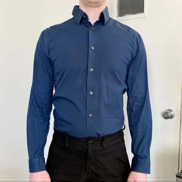 express navy blue dress shirt Express Extra Slim Mens Navy And White Printed Dress Shirt Size XL 17-17.5